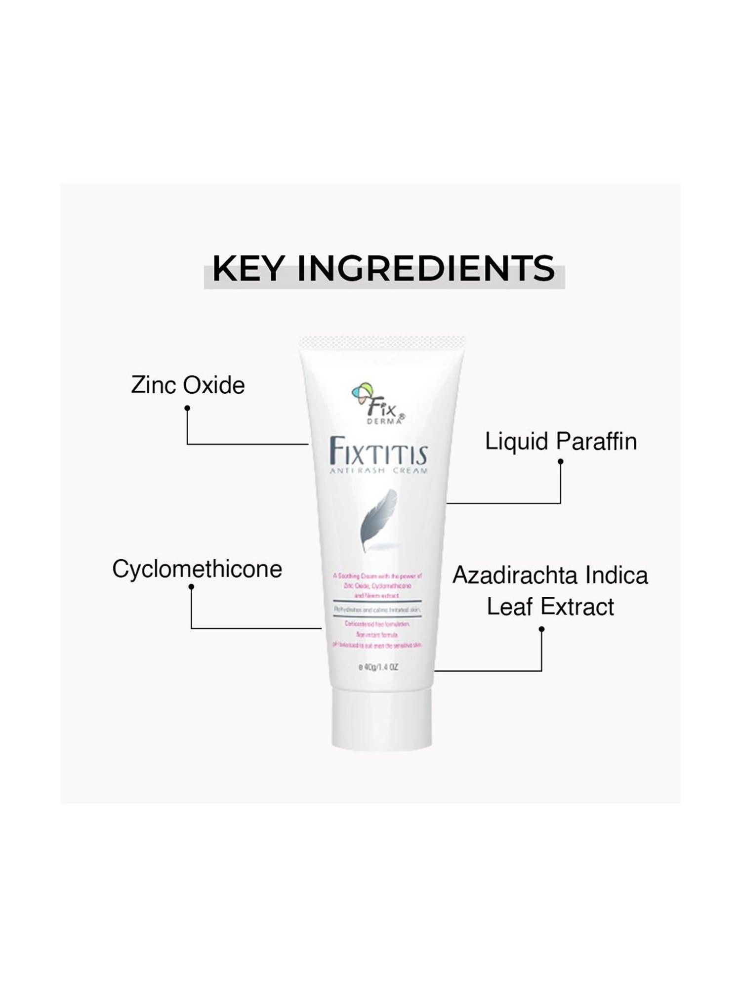 Fixderma Fixtitis Antirash Cream, Fast Relief From Itching, Sweat Rash - 40 gm