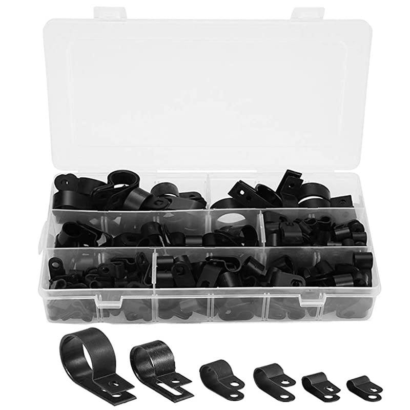 Clamp 200 Pcs Black Nylon Plastic RType Clamps 316quot 14quot 38quot 12quot 34quot 1quot Clips Fasteners Assortment for Conduit