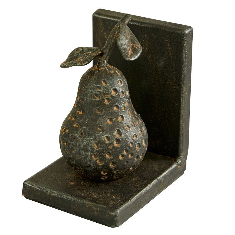 5" x 4.5" Set of 2 Metal Pear and Apple Sculpture Fruit Bookends Gray - Olivia & May