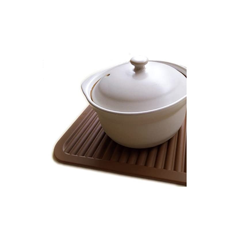 x 12" Silicone Pot Holder, Trivet Mat, Baking Gadget Kitchen Table Mat, Silicone Drying Mat, Draining Board - Waterproof, Heat Insulation, Non-Slip, Trivet, Tableware Pad Coasters, Durable, Brown