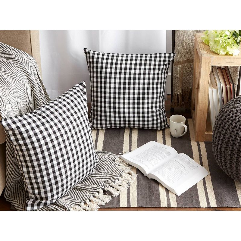 2pk 20"x20" Oversize Gingham Square Throw Pillow Covers Black/White - Design Imports