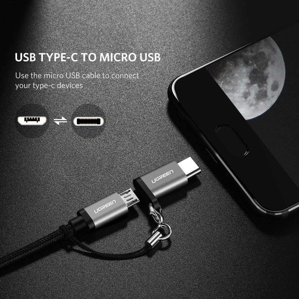 UGREEN Micro USB C Adapter Type C Charger Converter with Keychain Connector for MacBook Pro, Samsung Galaxy Note9 S8 Plus S9, Nintendo Switch, LG V20 G5 G6, Google Pixel 2 XL, Mote Z, Nexus 5X 6P