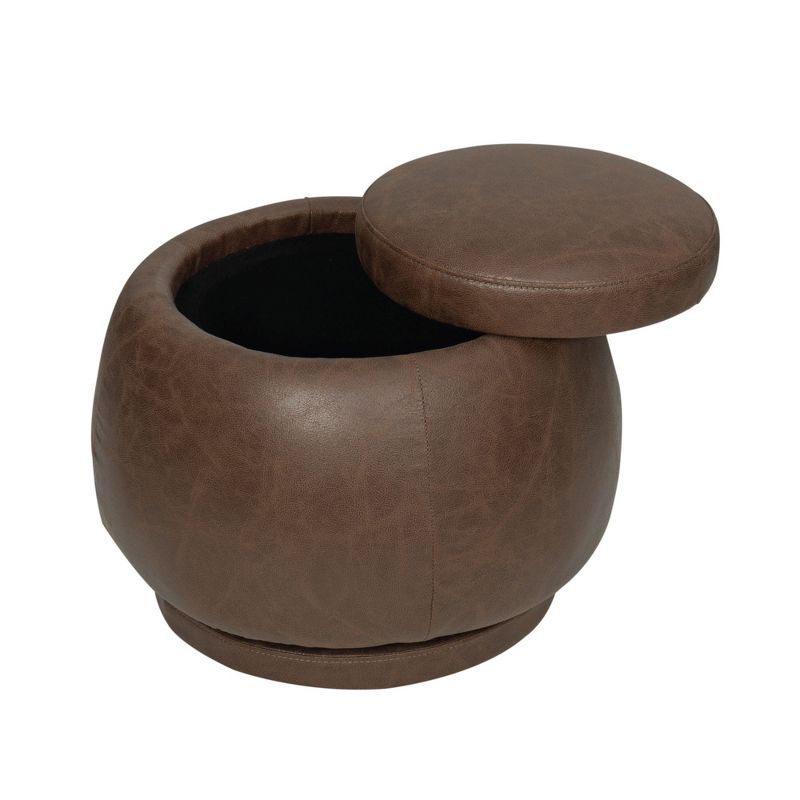 eLuxury Leatherette Swivel Storage Ottoman