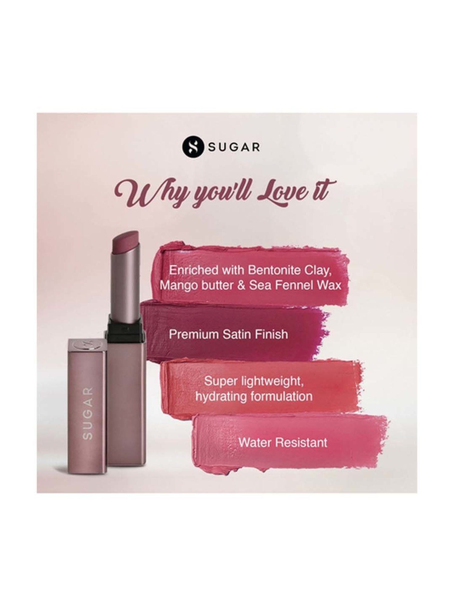 Sugar Cosmetics Mettle Satin Lipstick 02 Elizabeth - 2.2 gm