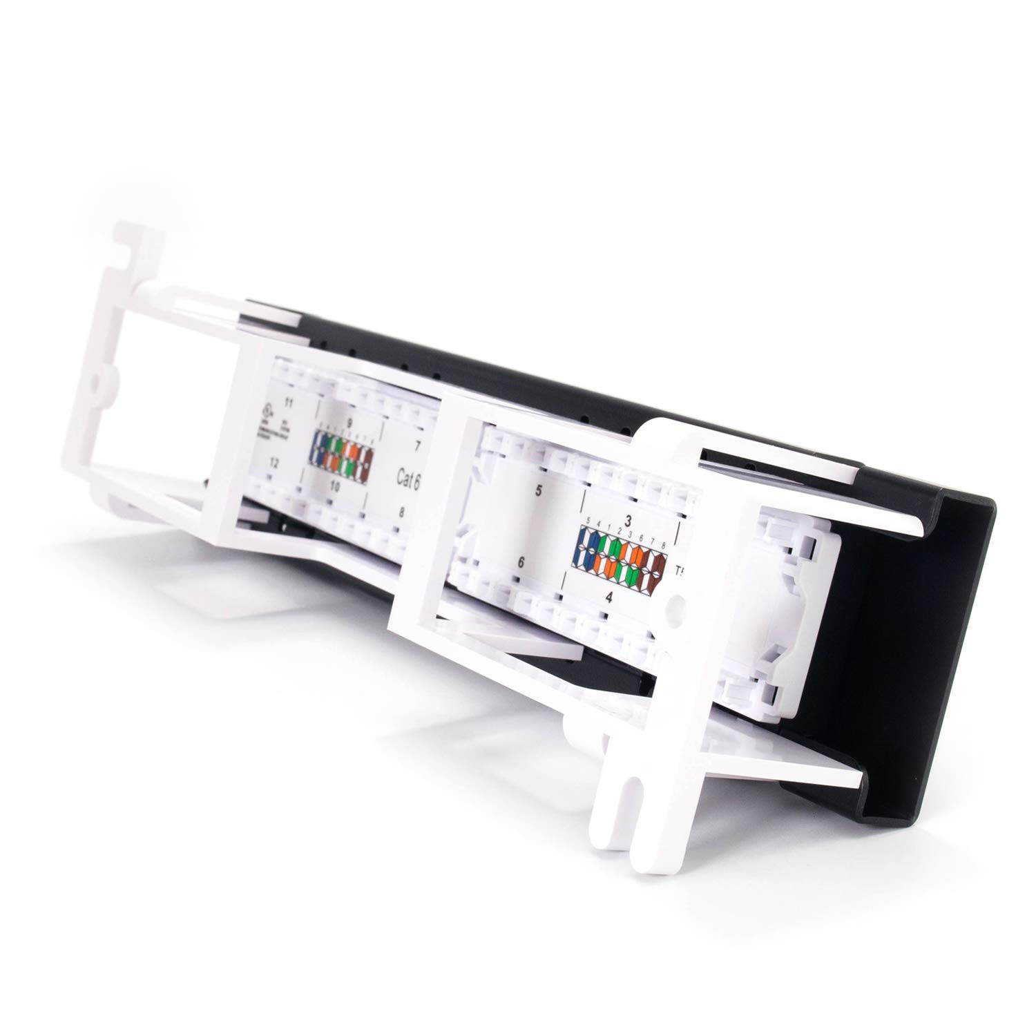 LINKOMM UL Listed RJ45 Cat6 12-Port UTP Unshielded Patch Panel with 89D Mounting Bracket/Vertical Mini Patch Panel