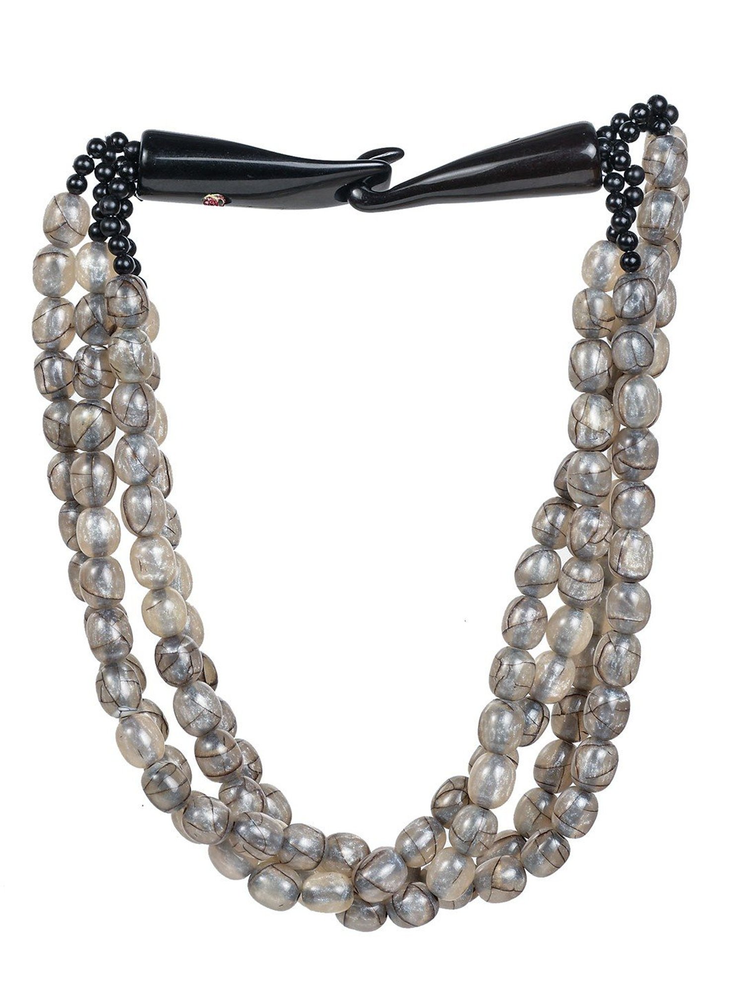 Imli Street Grey Resin Beaded Handcrafted Tribal Necklace