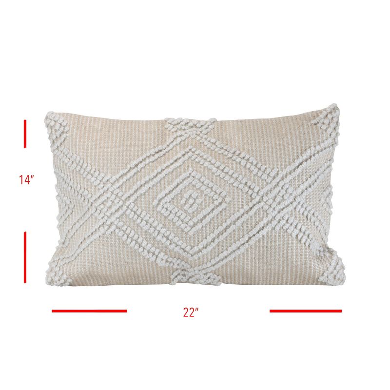 Diamond Pattern Hand Woven 14x22" Outdoor Decorative Throw Pillow with Pulled Yarn Accents - Foreside Home & Garden