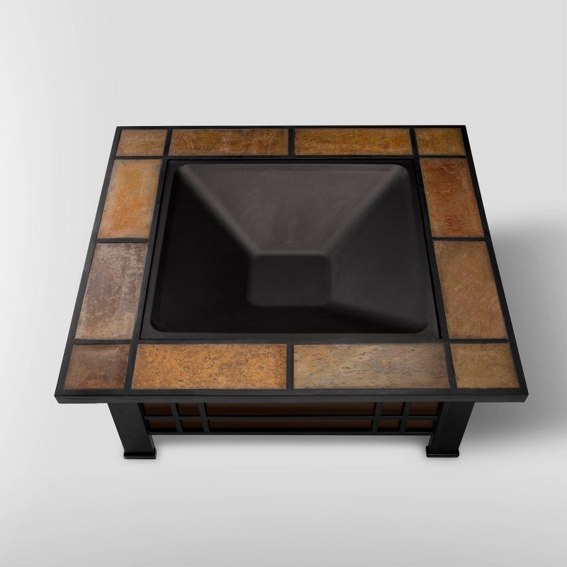 Morrison Square Wood Fire Pit Natural - Real Flame