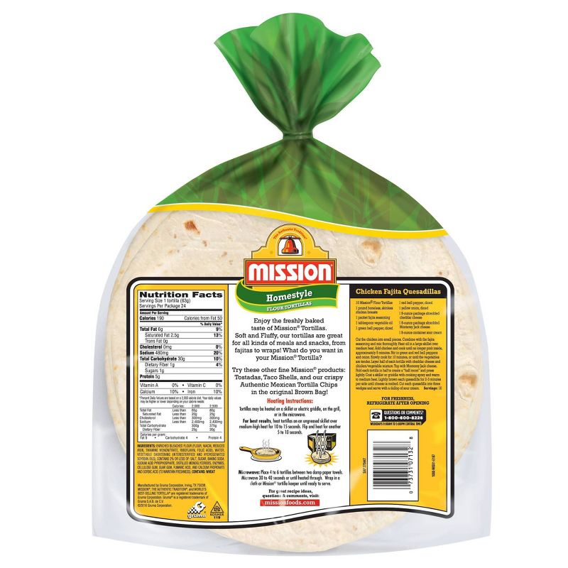 Mission Homestyle Soft & Fluffy Flour Tortillas - 49.5oz/24ct