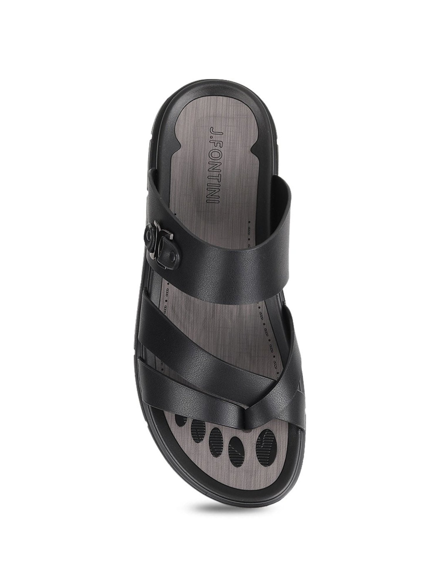 J. Fontini by Mochi Men's Black Toe Ring Sandals