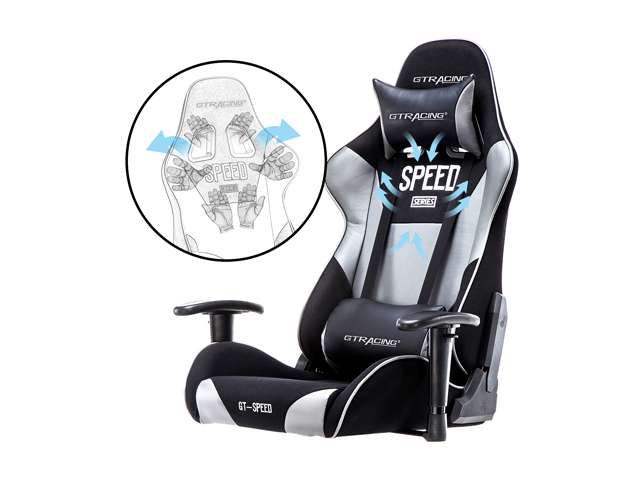 GTRACING Ergonomic Office Chair - Racing Seat, Height Adjustment, Pillows, Recliner, Swivel Rocker Tilt, for E-Sports, Computers, and Gaming