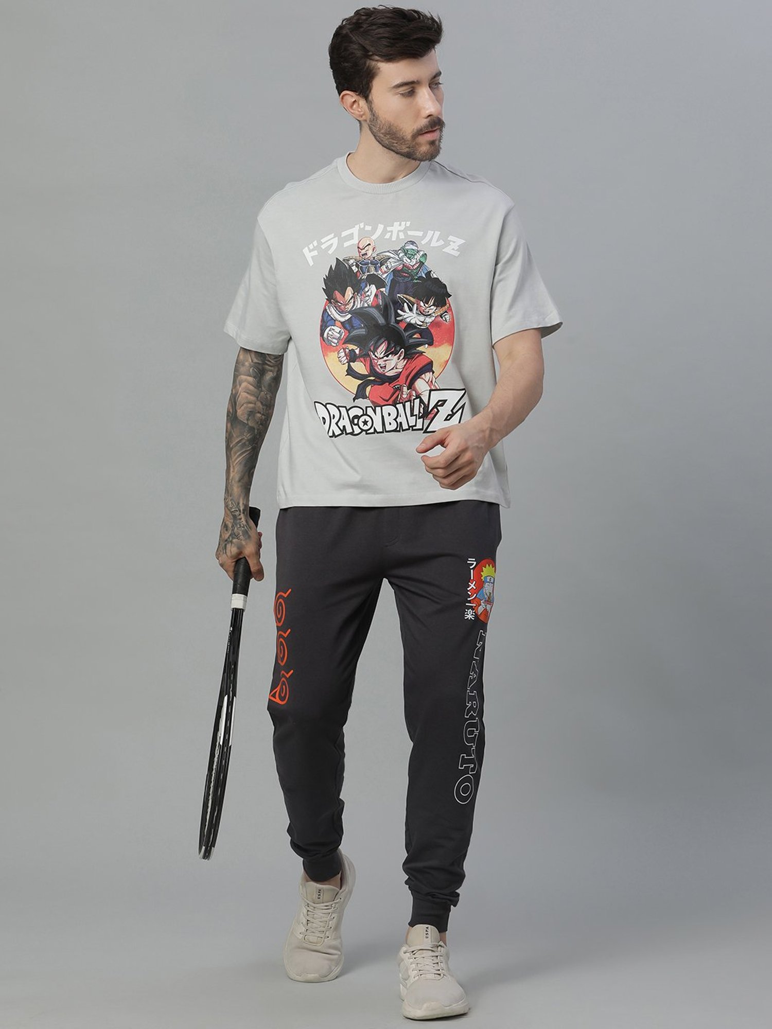 Free Authority Dark Grey Regular Fit Naruto Printed Joggers