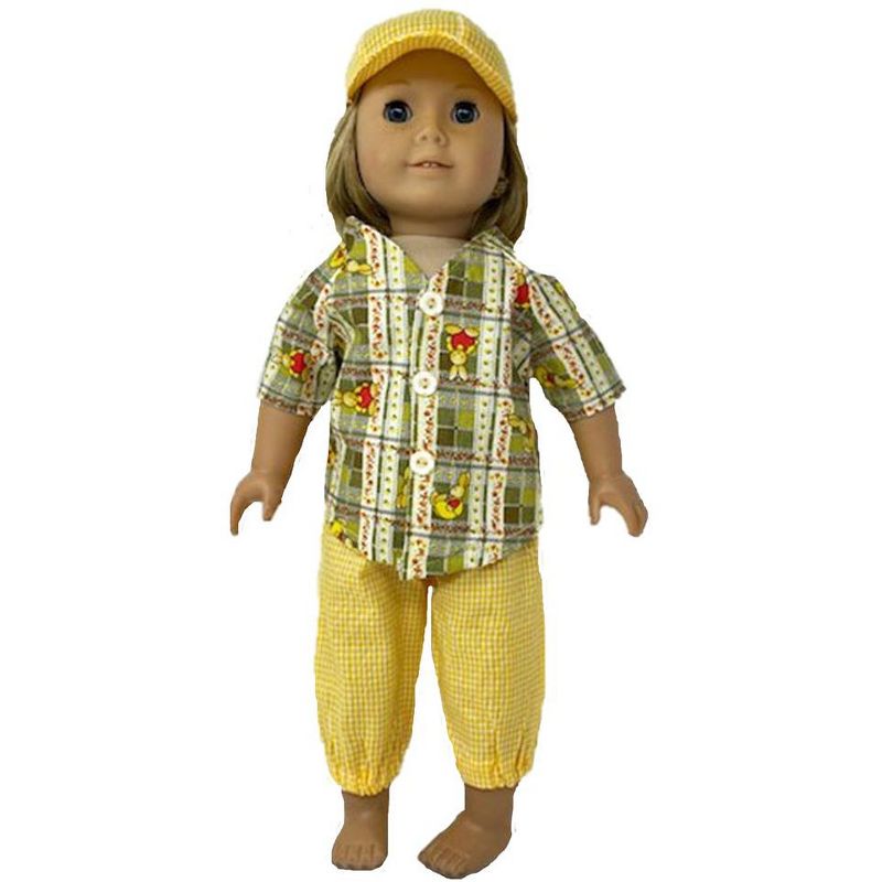 The Queen's Treasures Little House on the Prairie Green Calico Dress, Bonnet & Apron for 18" American Girl Dolls