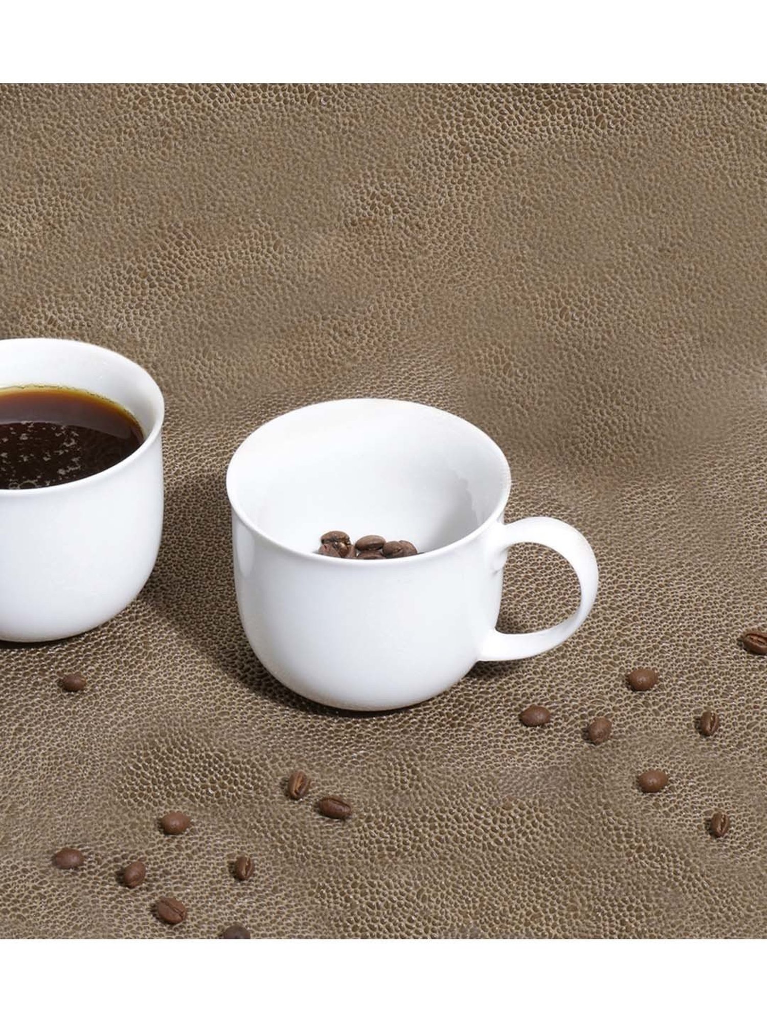 MONNO Cupola White Bone China Coffee Mug (375 ml) -Set of 2