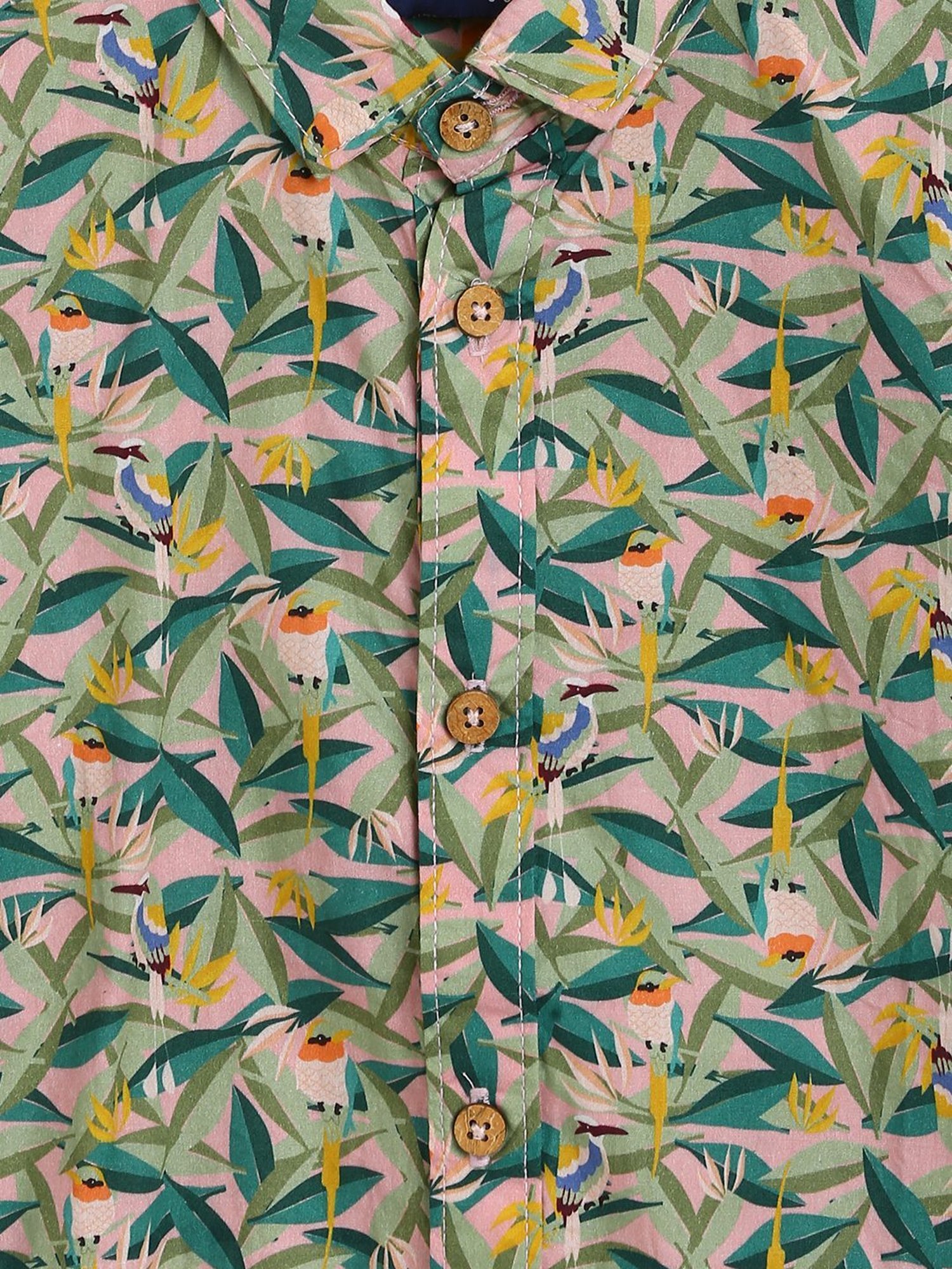 Tales & Stories Kids Pink & Teal Blue Cotton Printed Full Sleeves Shirt