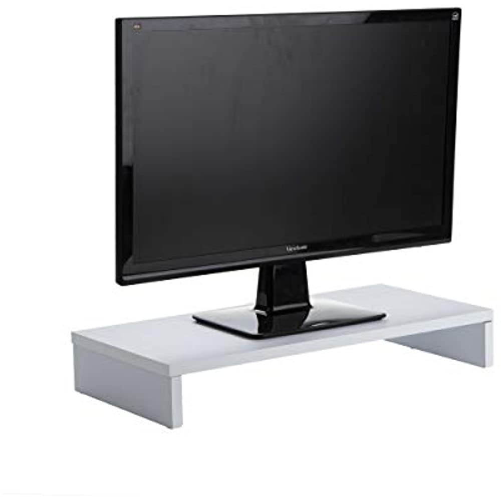 Mind Reader RECMON-WHT Wooden Riser for Computer, Pc, iMac, Printer, Speakers, Screens, TV, White Monitor Stand