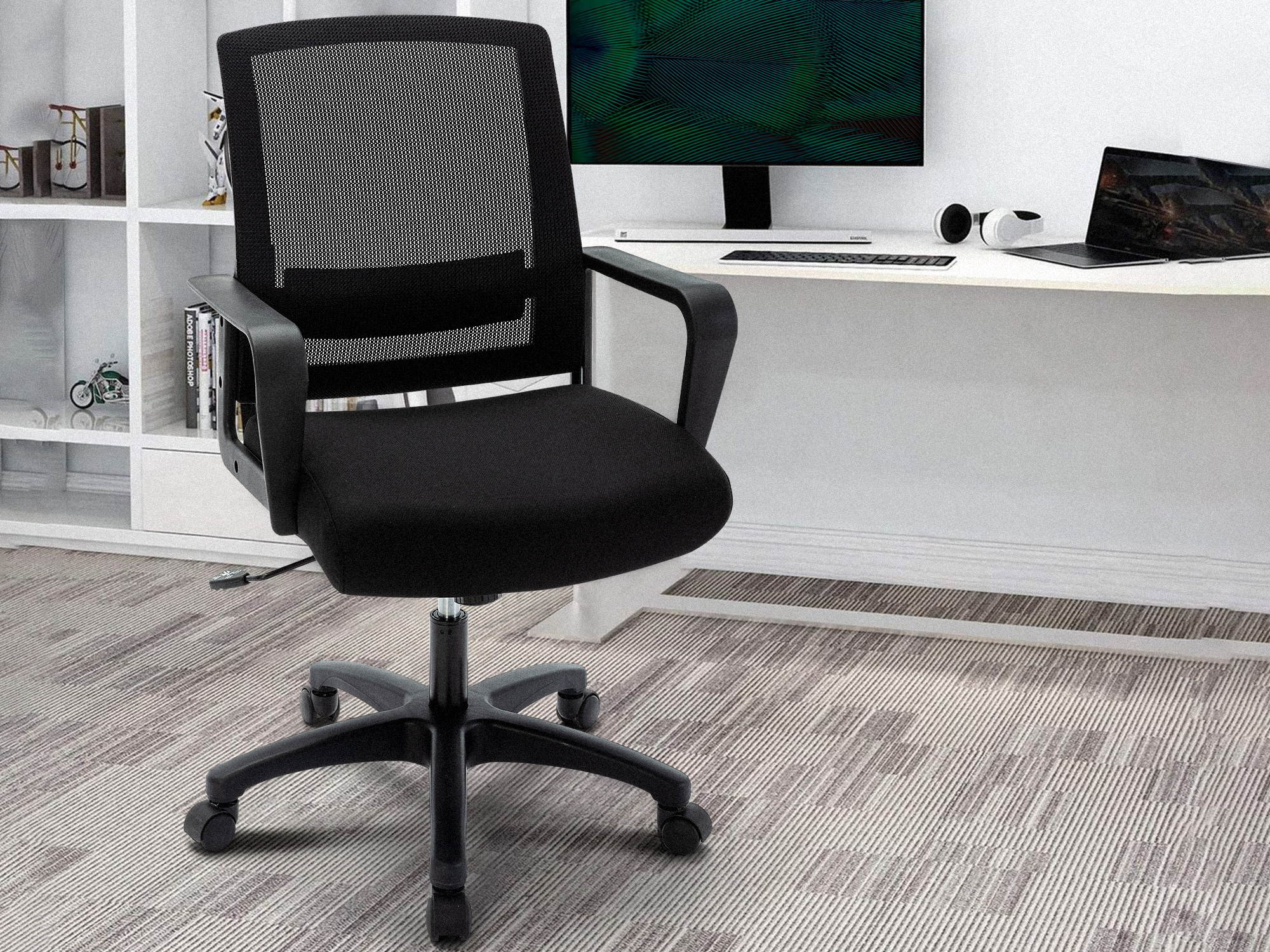 STARSPACE Ergonomic Office Chair Home Office Swivel Computer Chair with Armrests Lumbar Support, Modern Mid-back Mesh Executive Chair