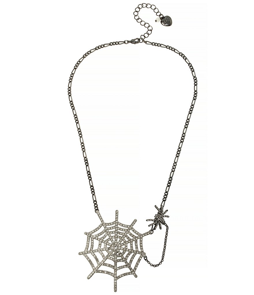 Betsey Johnson Spiderweb Pendant Necklace