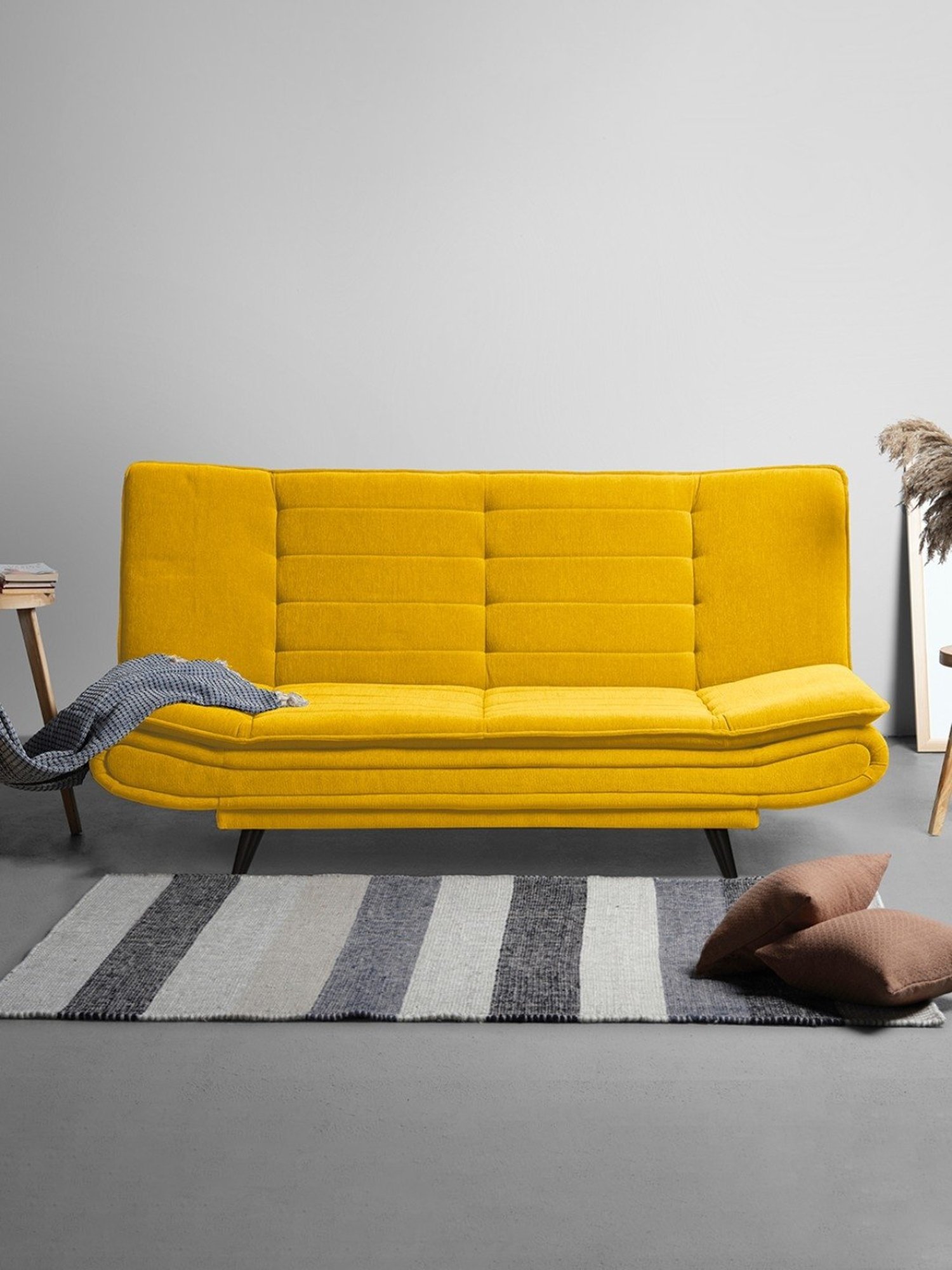 Sleepyhead Sunshine Yellow Fabric Foldable 3 Seater Sofa Cum Bed