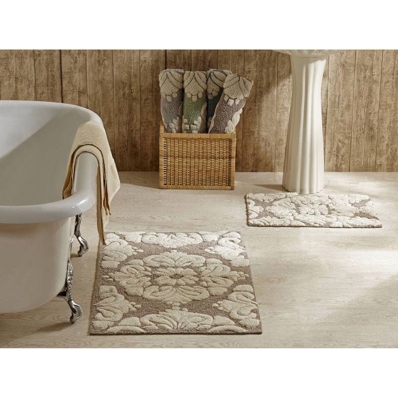 2pc Medallion Collection 100% Cotton Bath Rug Set Beige/Natural - Better Trends