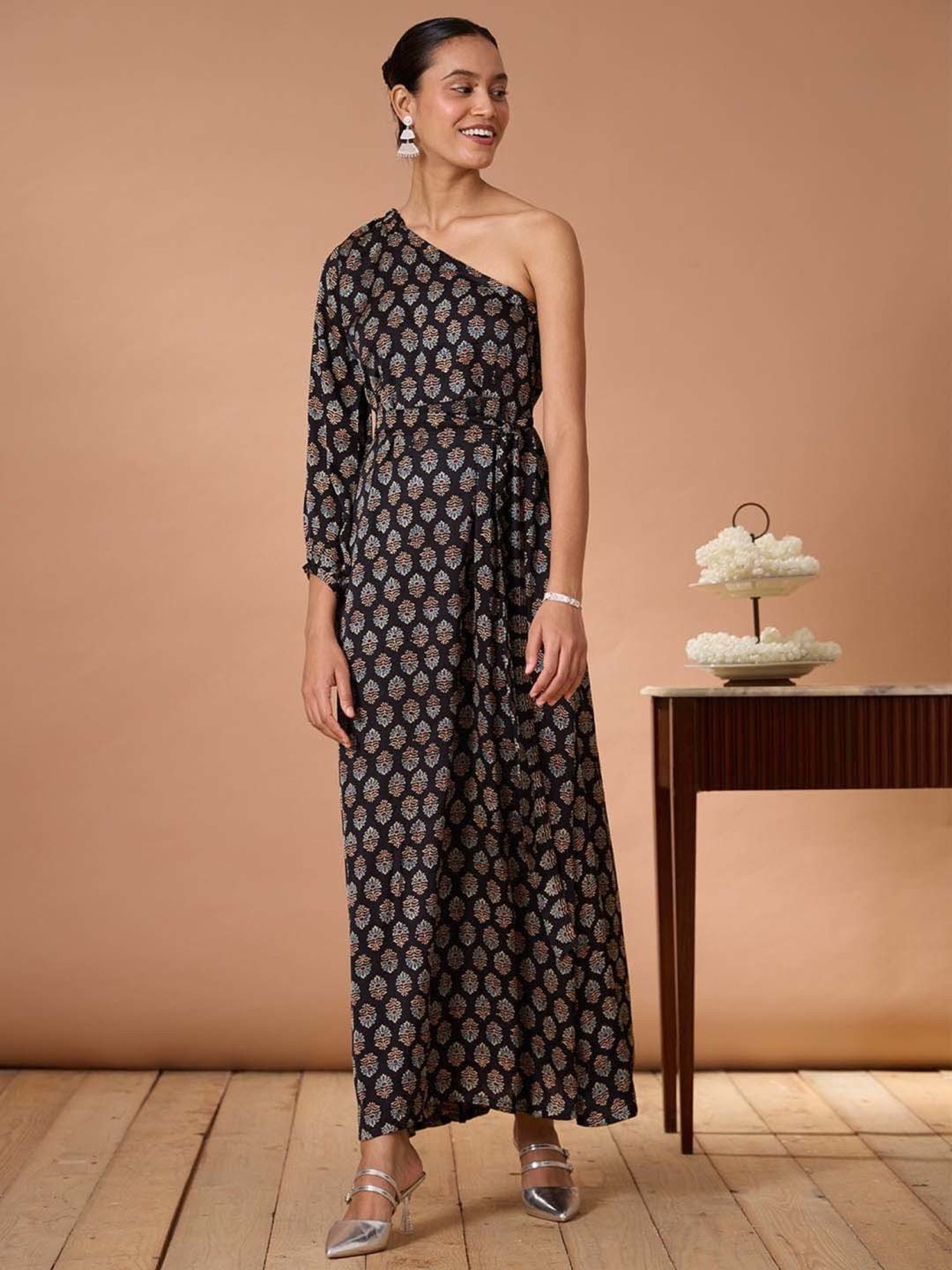 Okhai Black Printed Ethnic Dress