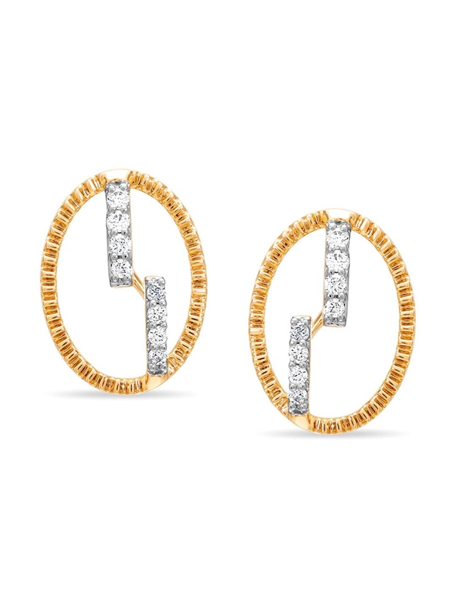 Mia by Tanishq Nature's Finest 14k Gold Circular Bling Diamond Stud Earrrings for Women