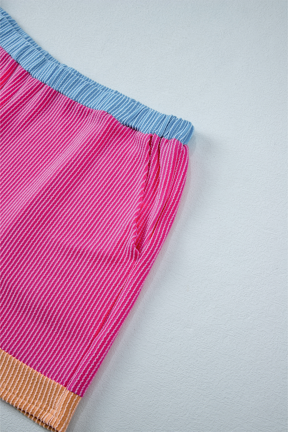 Rose Red Solid Waffle Knit Plus Size Two Piece Shorts Set