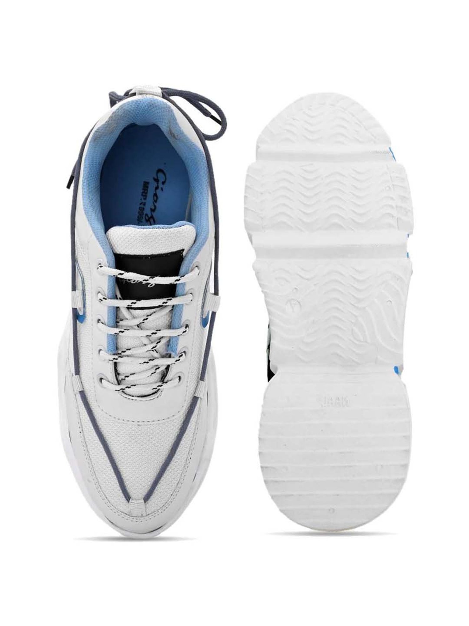 Giorgio Men's Pearl White & Blue Casual Sneakers