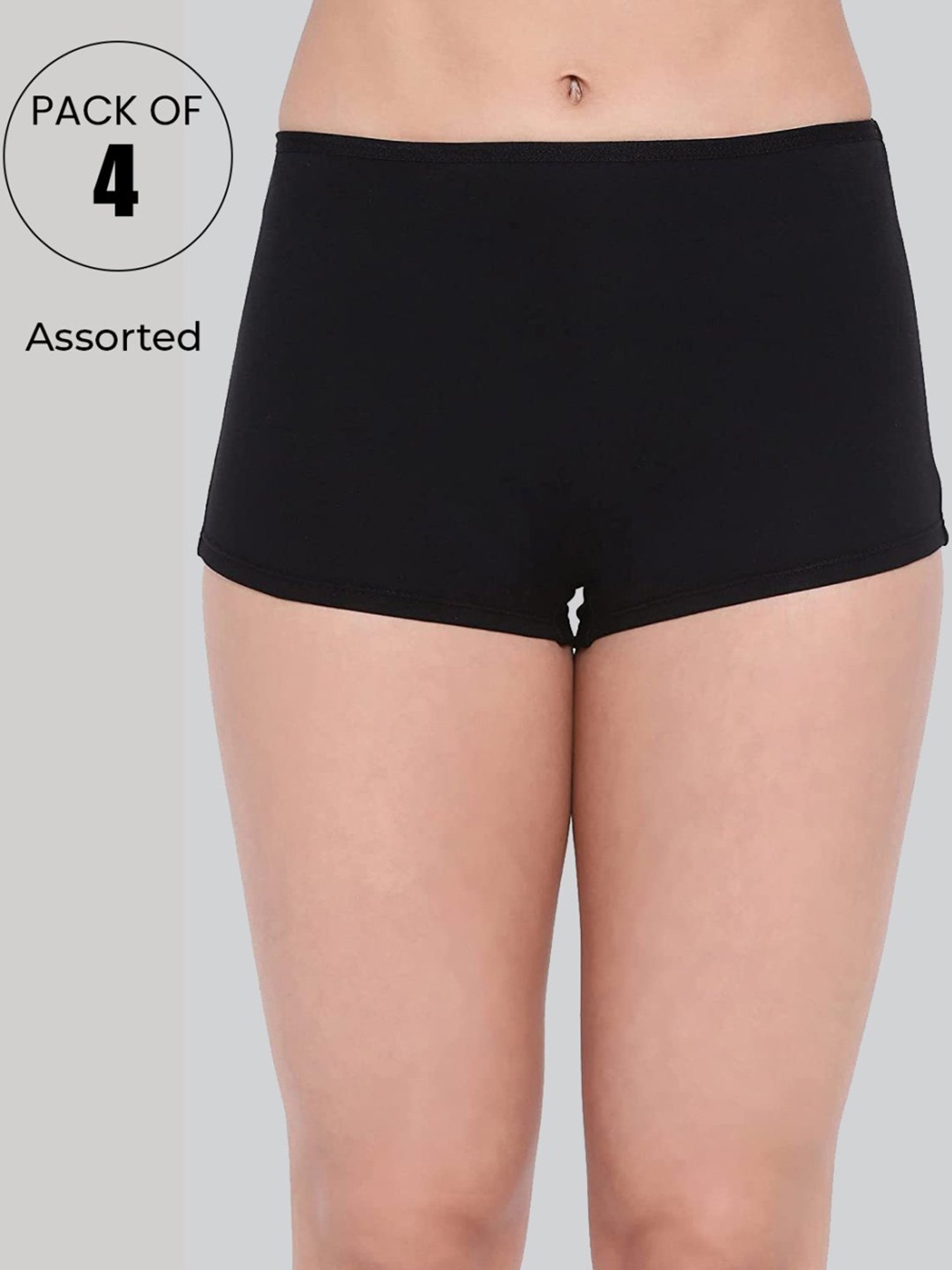 Lyra Assorted Color Cotton Boy Shorts Panties - Pack Of 4