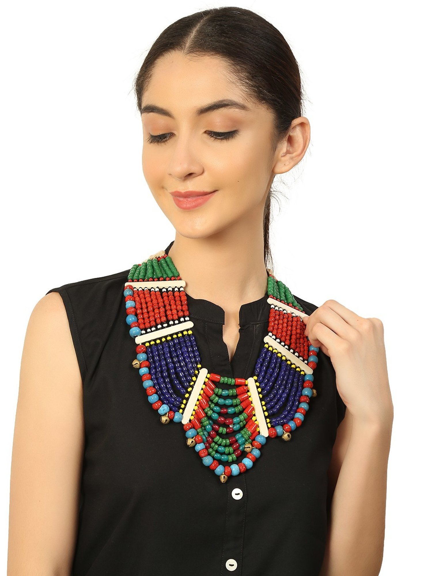 Imli Street Multicolor Vintage Naga Beaded Tribal Necklace