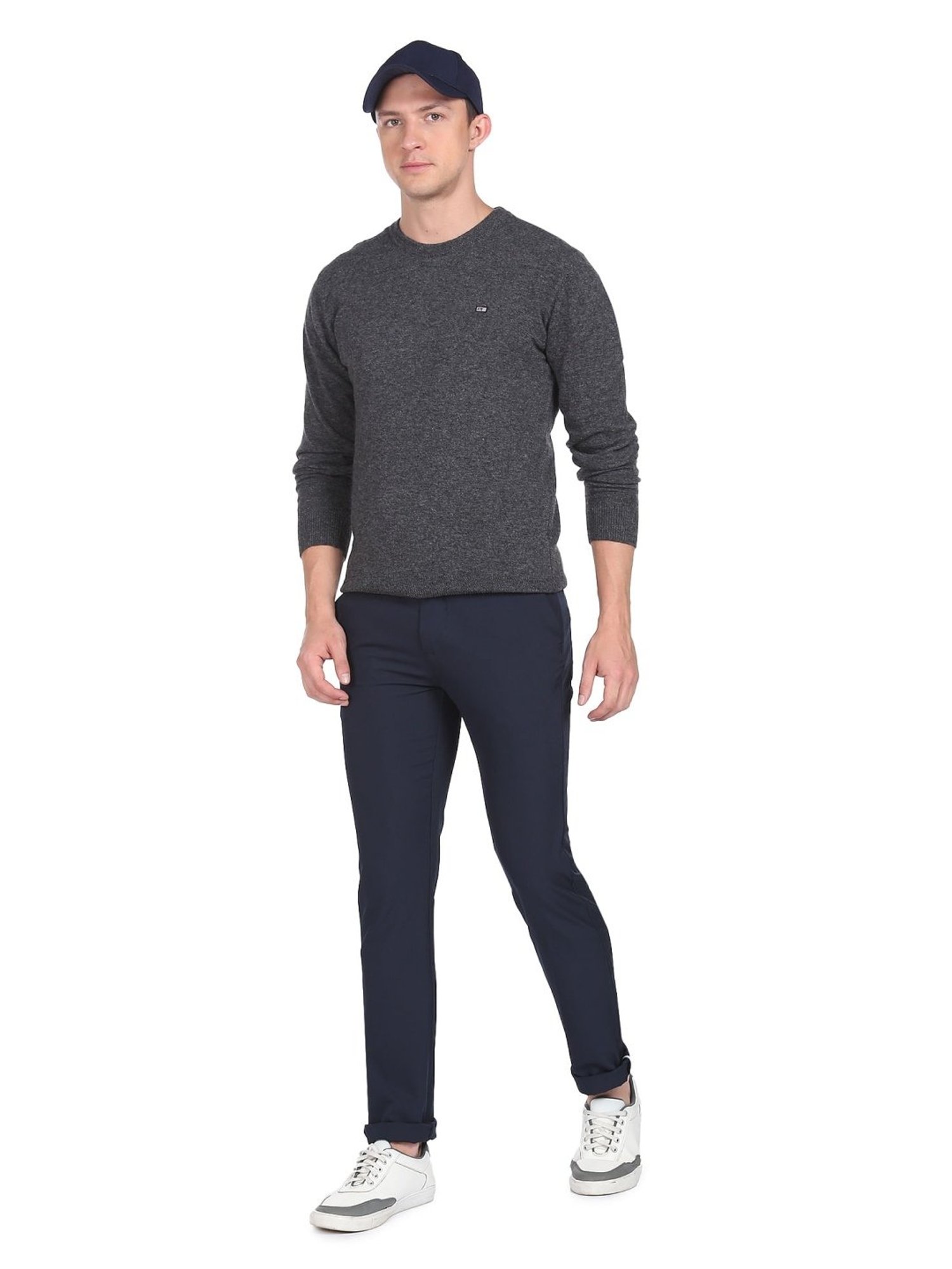 Arrow Sports Grey Regular Fit Texture Sweater