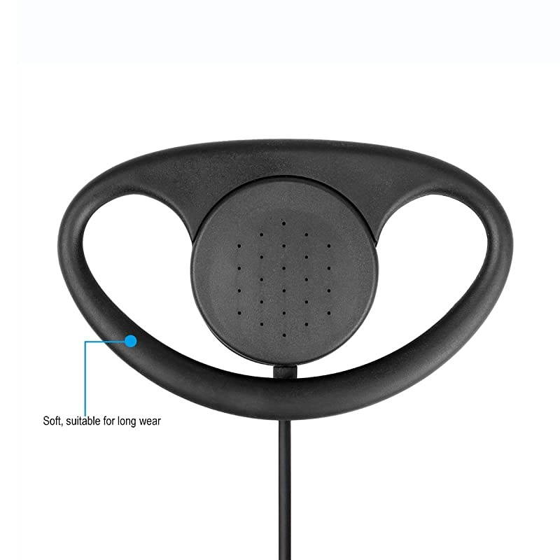 Walkie Talkie Earpiece 2 Pin D Shape Headset for  H777 RT21 RT22 RT27 UV5R 888S Arcshell AR5 2 Way Radios 5 Pack
