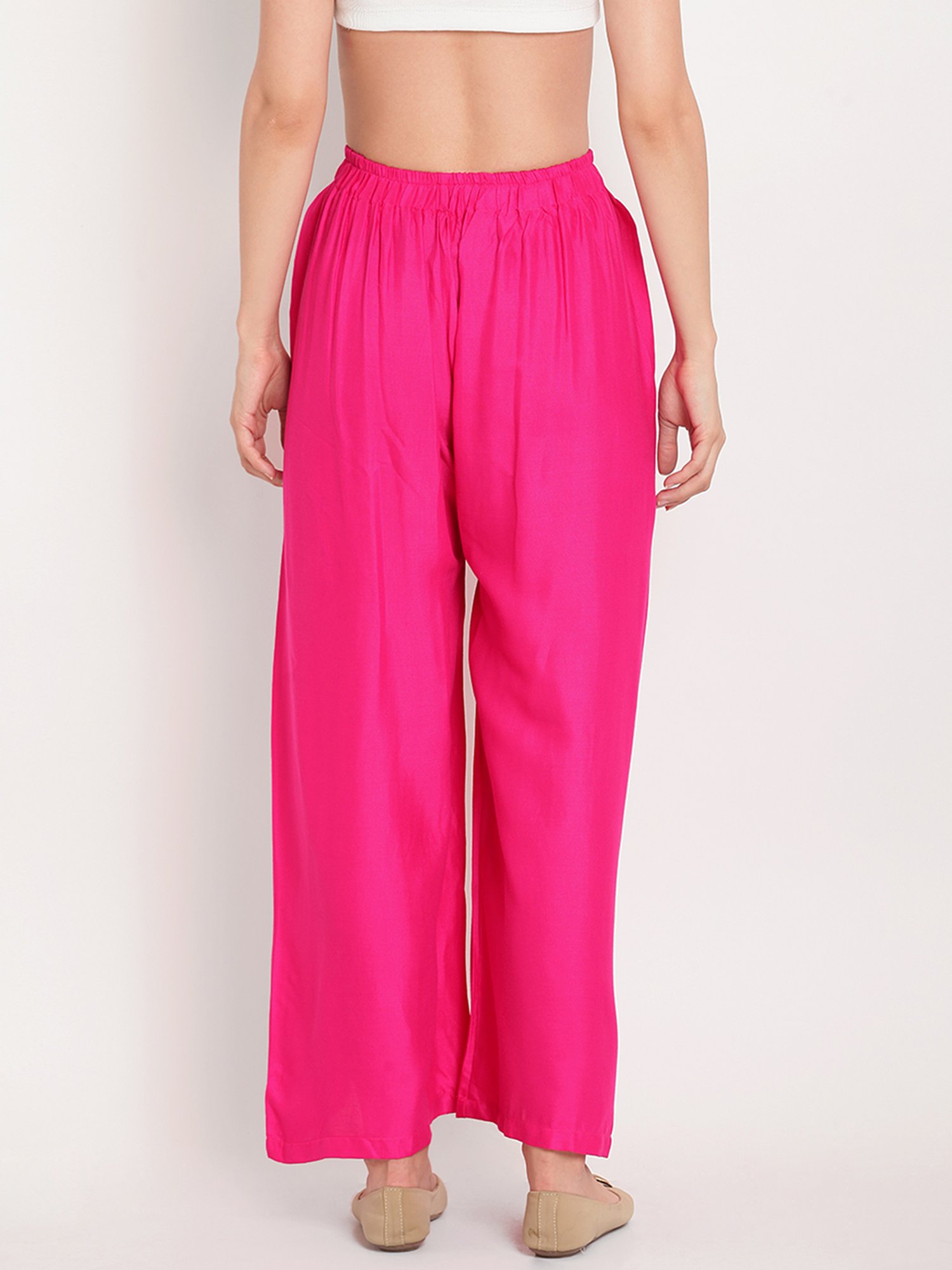 TAG 7 Pink & Black Regular Fit Palazzos - Pack Of 2