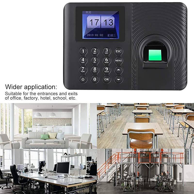 Fingerprint Password Time Attendance Machine Employee Checkingin Recorder Recognition Device Access Control 24in HighDefinition Color LCD Screen Attendance ControllerUS Plug