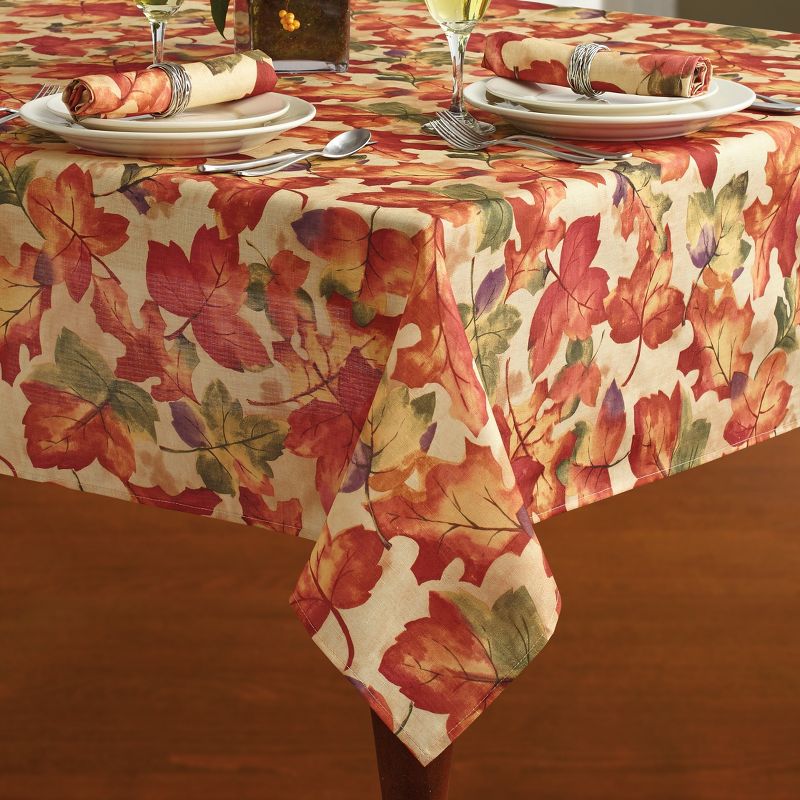Harvest Festival Fall Printed Napkins, Set of 8 - 17" x 17"  - Red/Orange - Elrene Home Fashions