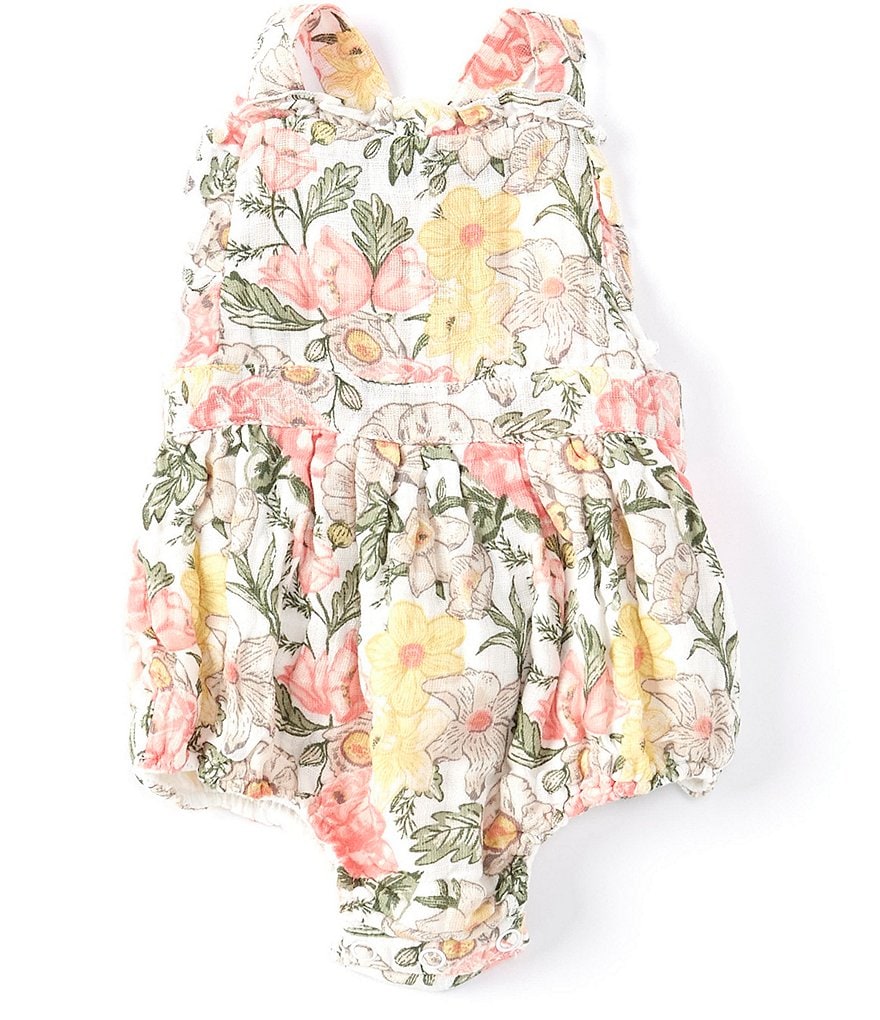Angel Dear Baby Girls Newborn-6 Months Traditional Floral Bubble Romper
