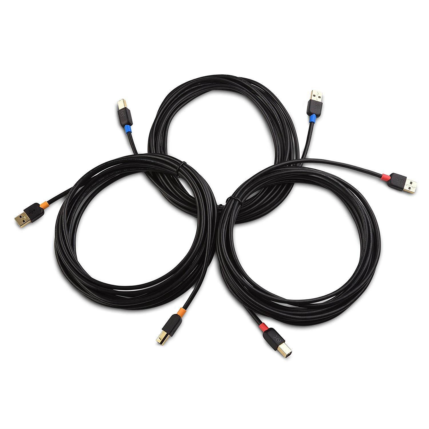 Cable Matters (3 Pack) Hi-Speed USB 2.0 Type A to B Printer Scanner Cable - 15 Feet