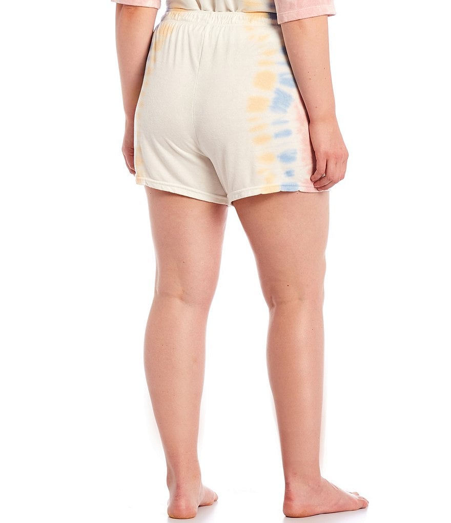 PJ Salvage Plus Sunset Hues Tie-Dye Print Terry Coordinating Sleep Shorts