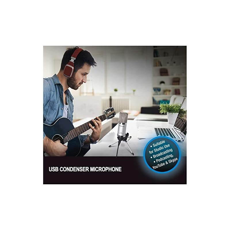 USB Microphone  Unidirectional Condenser Mic for Computer PC MacWindows Podcasting Vlog YouTube Studio Recording Skype Stream Voice Over Vocal Dictation with Desktop Tripod Stand