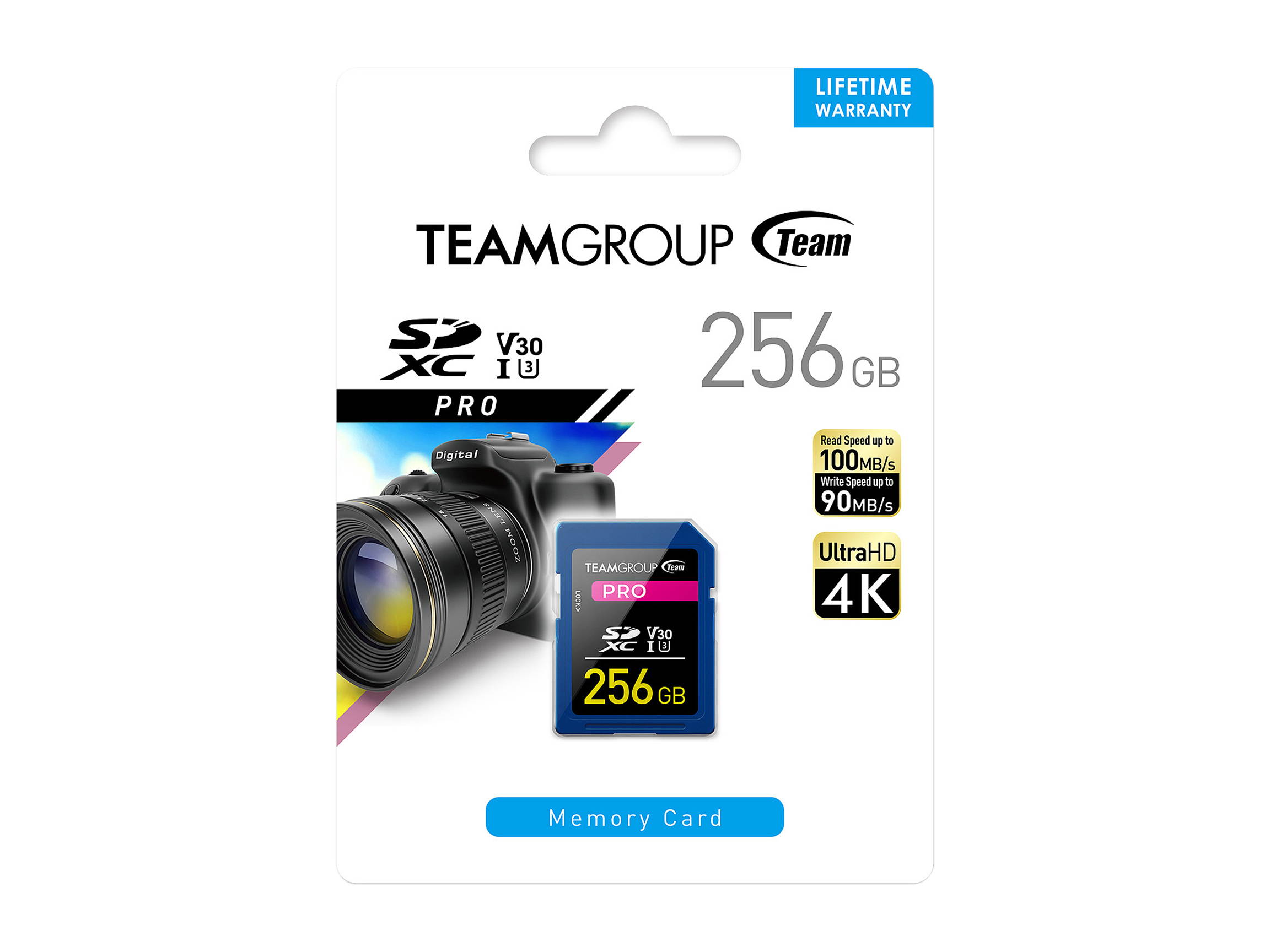 Team Group 256GB Pro SD Card UHS-I U3 V30 Read/Write Speed Up to 100/90MB/s (TPSDXC256GIV30P01)