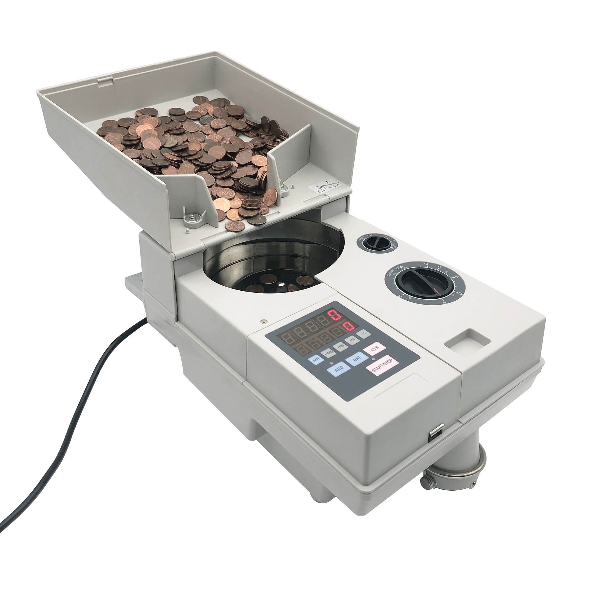 Ribao CS-10S High Speed Portable Coin Counter and Sorter, 1800 Coins per Minute Counting Speed, 2000 Coins Hopper Capacity, Suitable for International Coins and Tokens