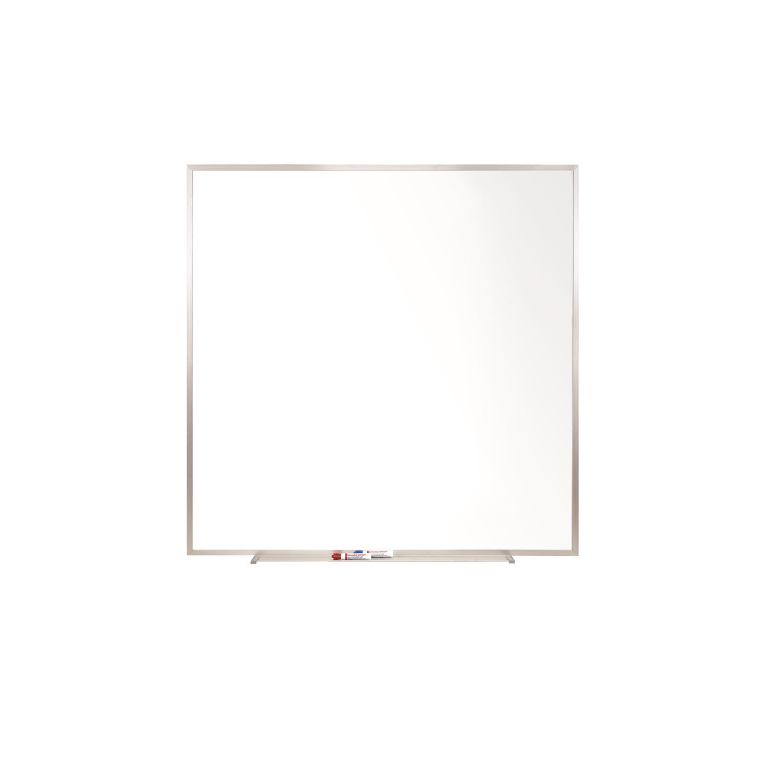 Ghent Magnetic Porcelain Whiteboard with Aluminum Frame 4'H x 4'W M1444