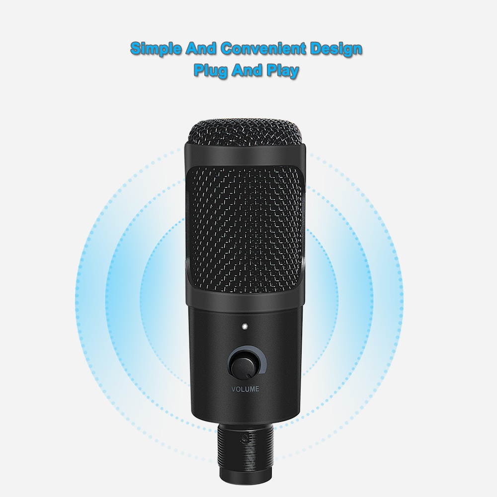 USB Microphone, Metal Condenser Recording Microphone for Laptop MAC or Windows Cardioid Studio Recording Vocals, Voice Overs,Streaming Broadcast and YouTube