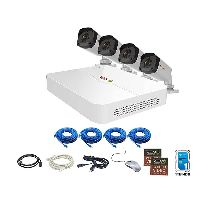 Ultra HD 4 Ch. 1TB HDD IP NVR Video Security System, 4 x 1080P Bullet Security Cameras - Remote Access Via Smart Phone, Tablet, PC & MAC (RU41B4E-1T)
