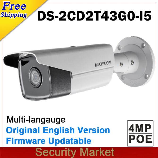 Hikvision 4MP(2688 &times; 1520)  POE IP Security Camera 2.8mm Lens DS-2CD2T43G0-I5, 164ft IR Night Vision, IP67 Weatherproof, Onvif  Bullet POE IP Network CCTV Camera