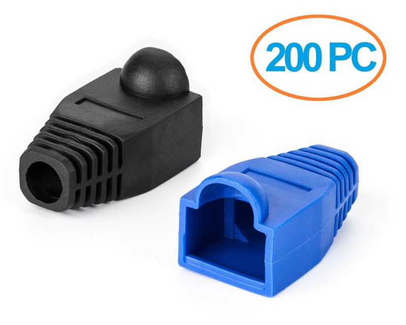 Aurum Cables Network Cable Boots Cap Cover for RJ45 Connectors Black & Blue