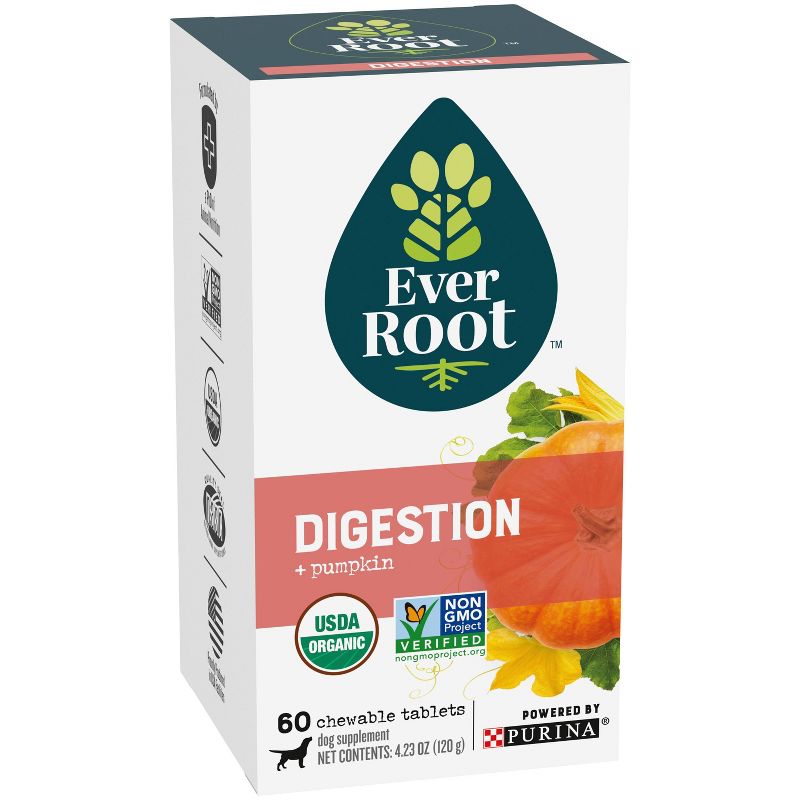 Purina EverRoot Natural, Organic Digestion Dog Supplement  Chewable Tablets - 60ct
