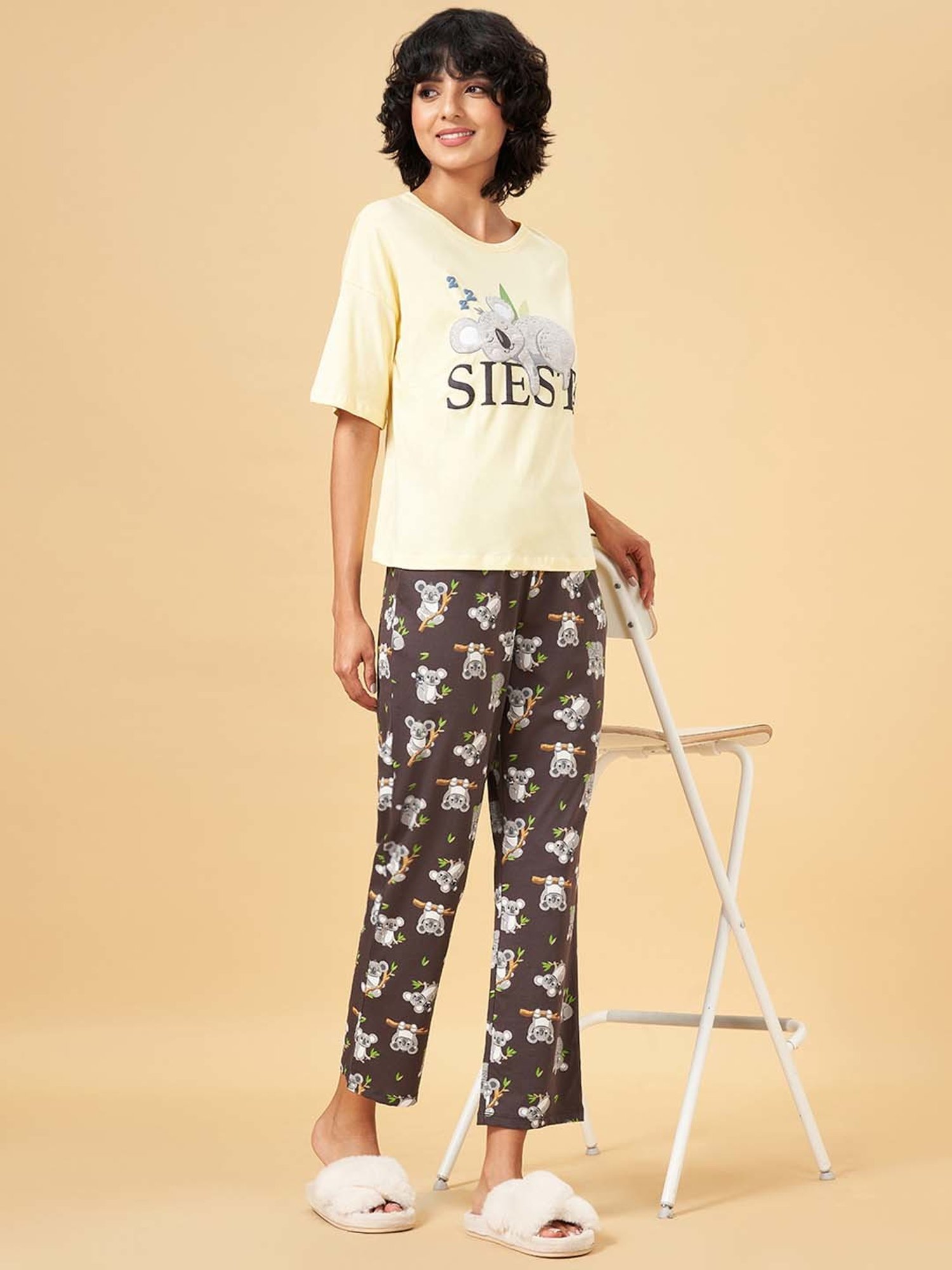 Dreamz by Pantaloons Grey Cotton Printed Pyjamas