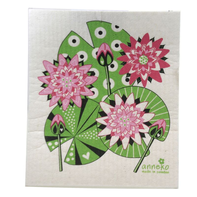 Swedish Dish Cloth 7.75" Waterlilies & Honeysuckle Eco-Friendly Absorbant  -  Dish Cloth
