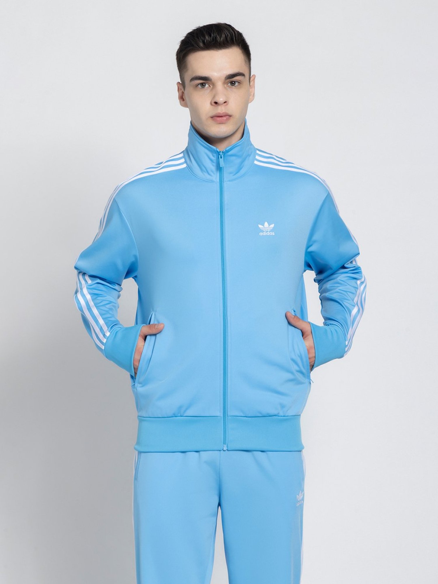 Adidas Originals Blue Regular Fit Striped Firebird Track Jacket